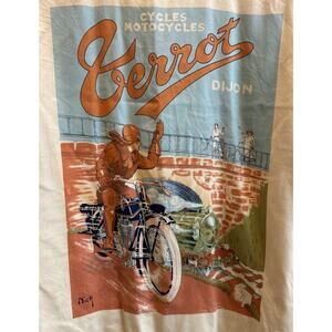 Men’s MAXWELL & CO Terrot Dijon Motorcycles Short Sleeve Button Silk Shirt L *D5